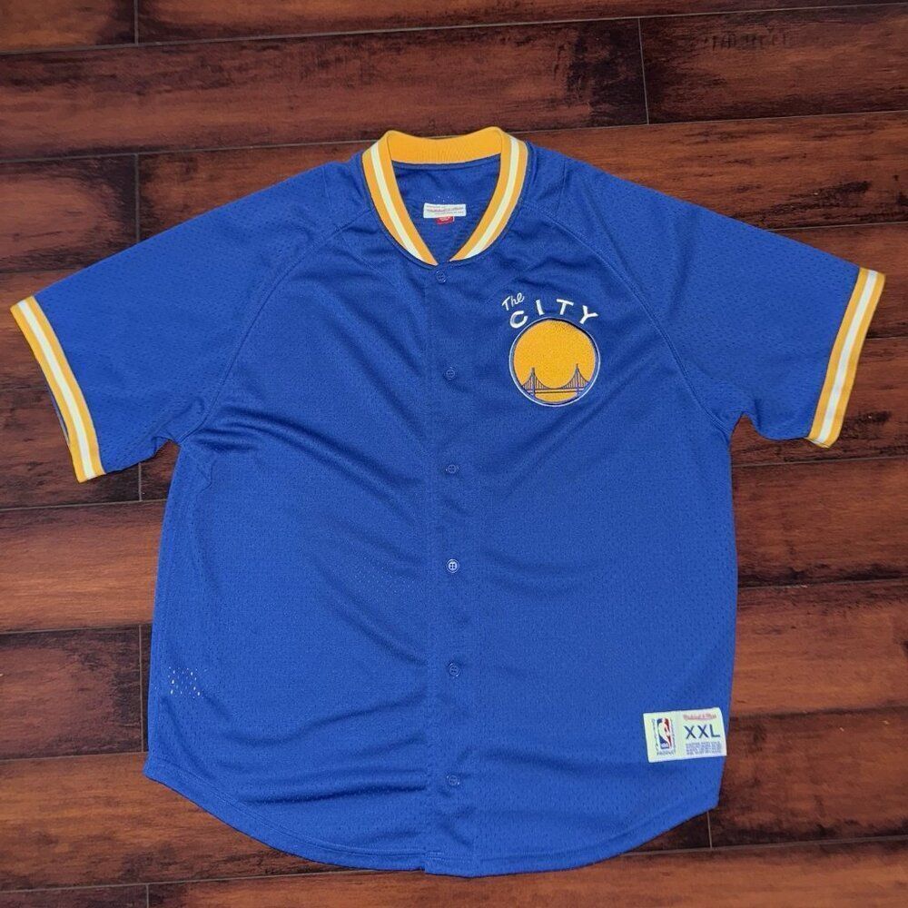 Mitchell & Ness Golden State Warriors Basketball Blue Mesh Jersey Men’s 2XL